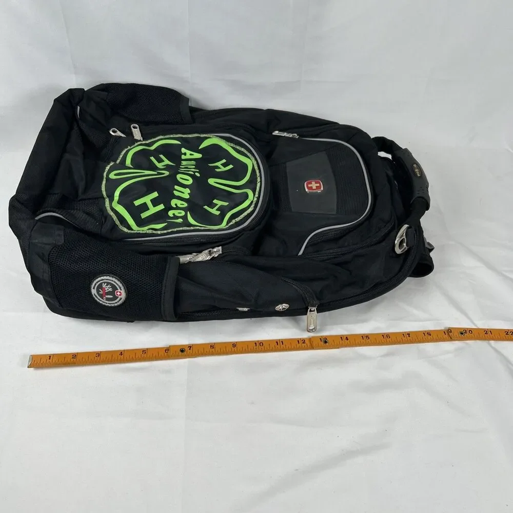 SwissGear 1900 ScanSmart TSA Laptop Backpack Black Custom Patch 4-H Auctioneer